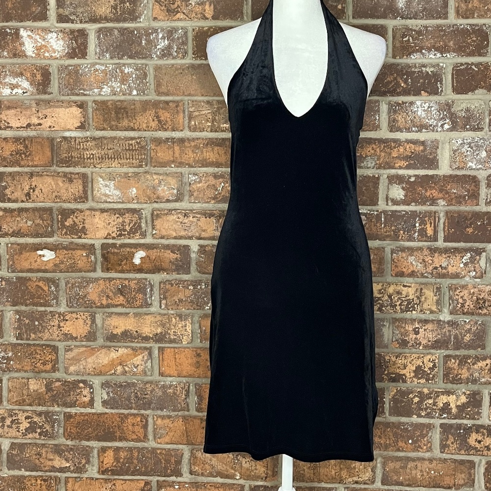 Black Velvet Halter Dress